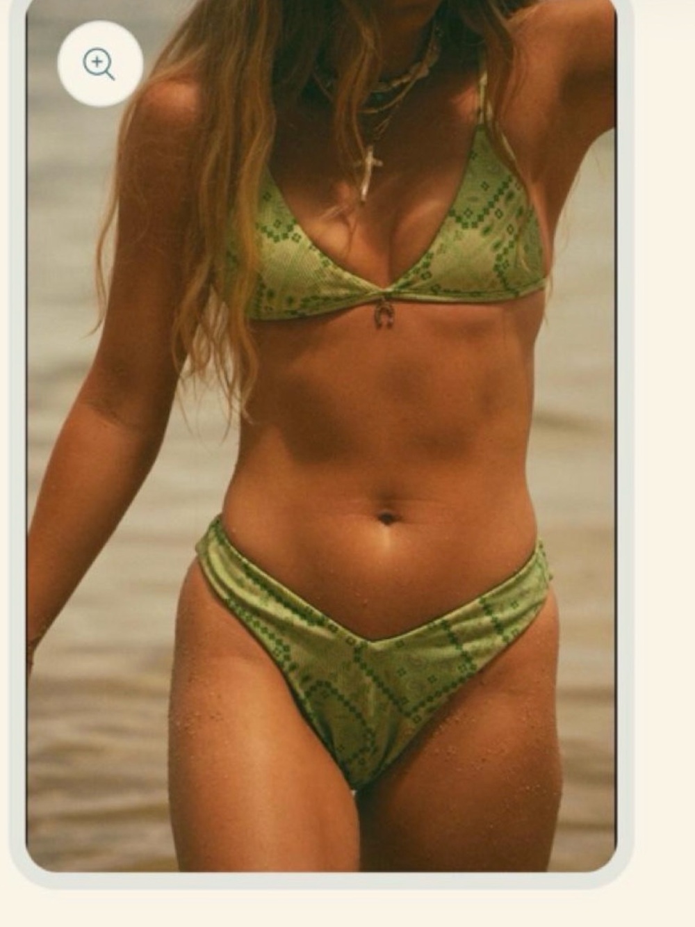 Free People Green Patterned Triangle Bikini Set